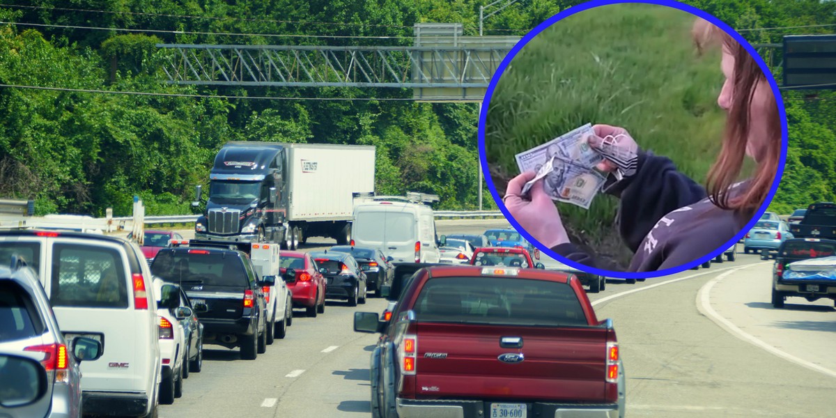 Wzdłuż autostrady I-5 w stanie Oregon można było zebrać pliki banknotów studolarowych