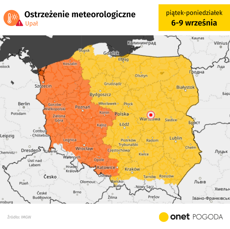 Ostrzeżenia przed upałami do poniedziałku będą obowiązywać prawie w całej Polsce