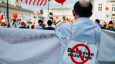 Protest frankowiczów w Warszawie