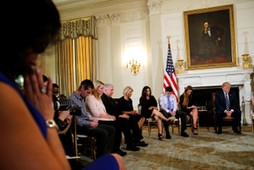 U.S. President Donald Trump hosts a listening session with Marjory Stoneman Douglas High School shoo