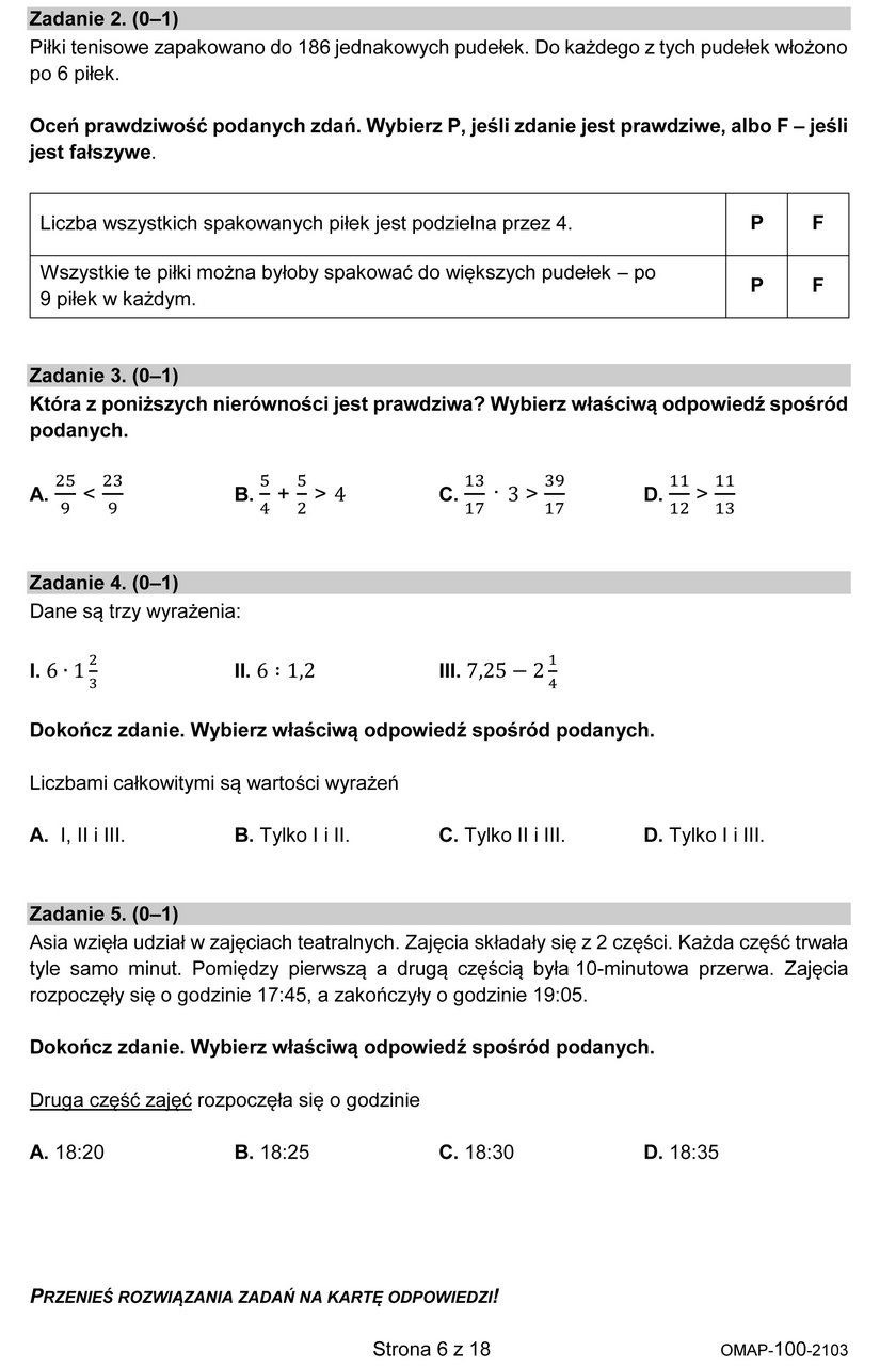 Egzamin dla ósmoklasistów z matematyki