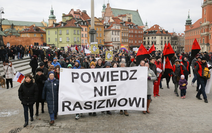 Marsz "Powiedz nie rasizmowi" na placu Zamkowym w Warszawie.