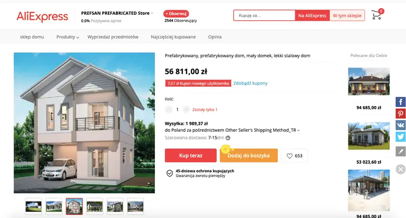 Domy z prefabrykatów na Aliexpress