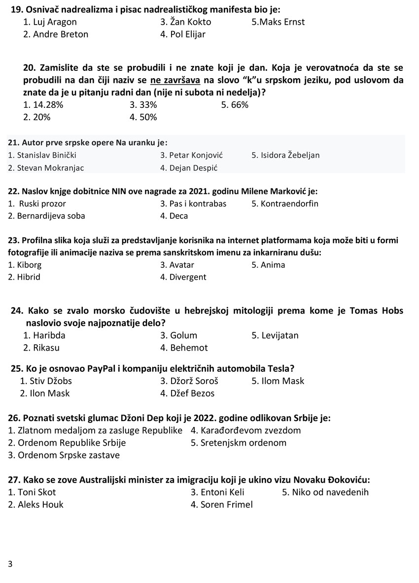 Test opšte informisanosti