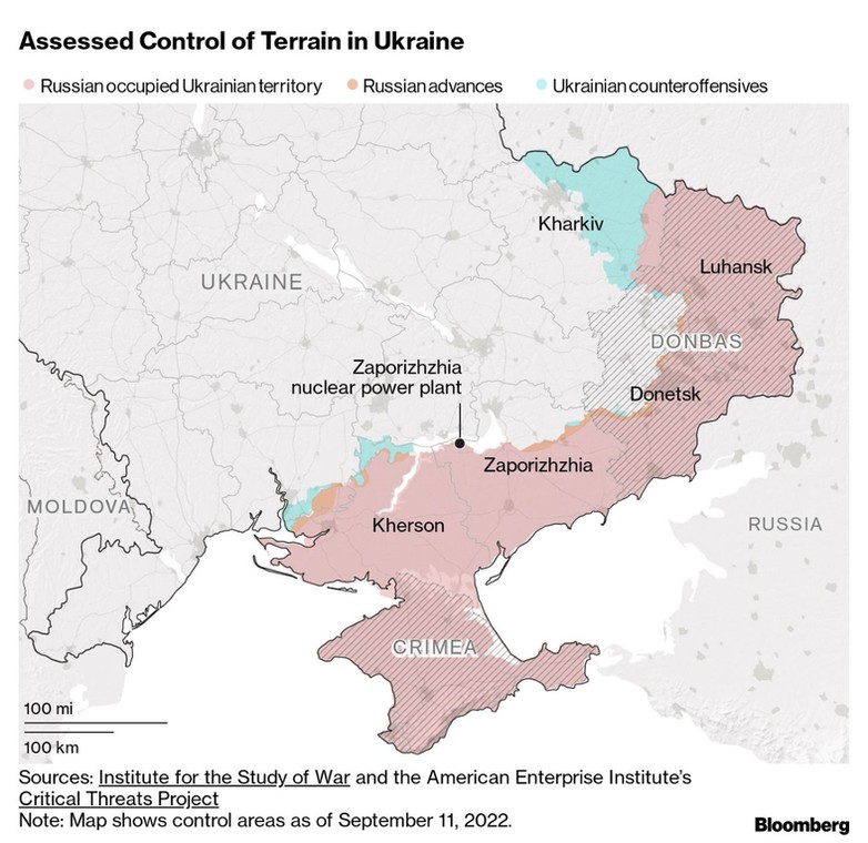 Mapa terytoriów okupowanych na Ukrainie