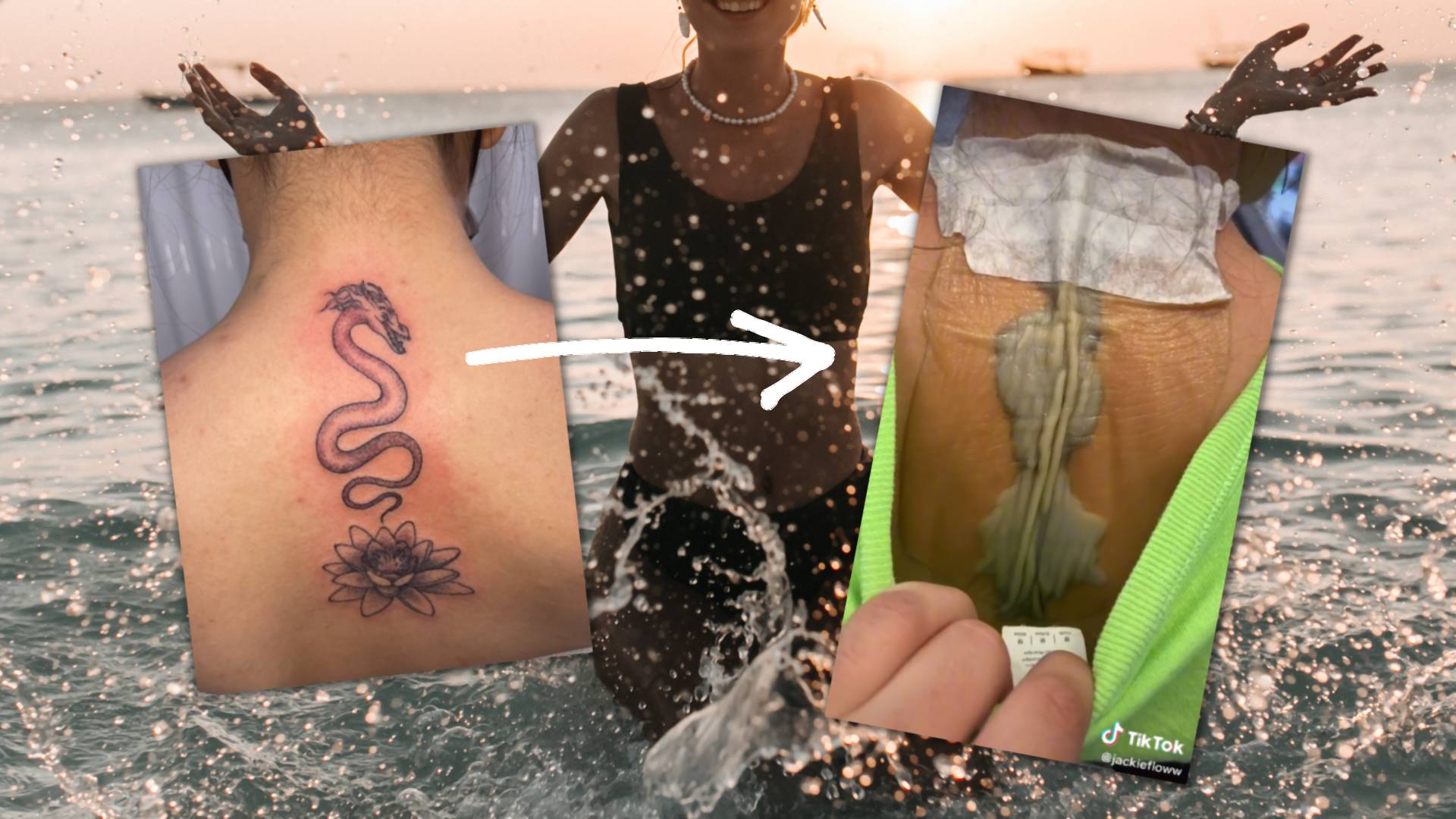 Wystawiła świeży tatuaż na słońce i kąpała się w morzu. Oto efekty