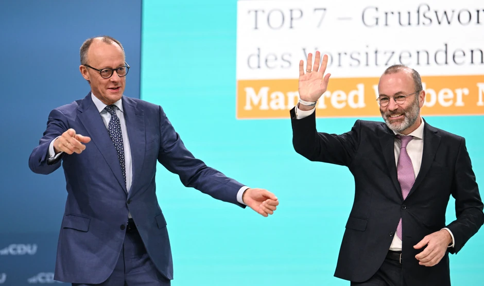 Fridrih Merc i Manfred Veber na kongresu nemačke Hrišćansko-demokratske unije u Štutgartu 21. februara 2026.
