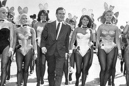 A bevy of bunny girls met Hugh Hefner at