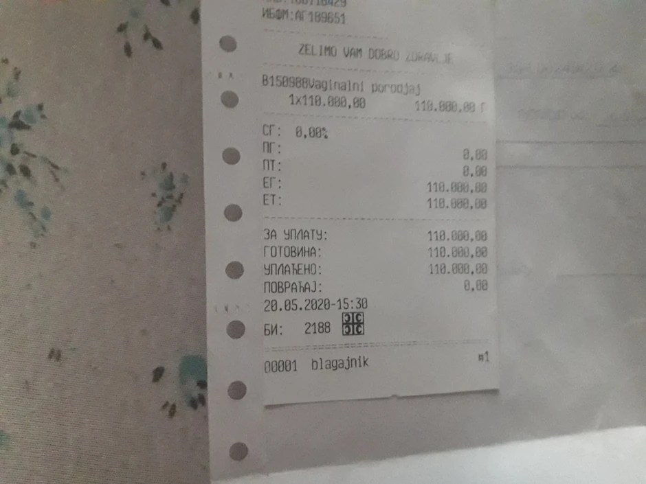 Stankovići su morali da plate 110.000 dinara porođaj u "Višegardskoj" jer je Efrozini istekla viza