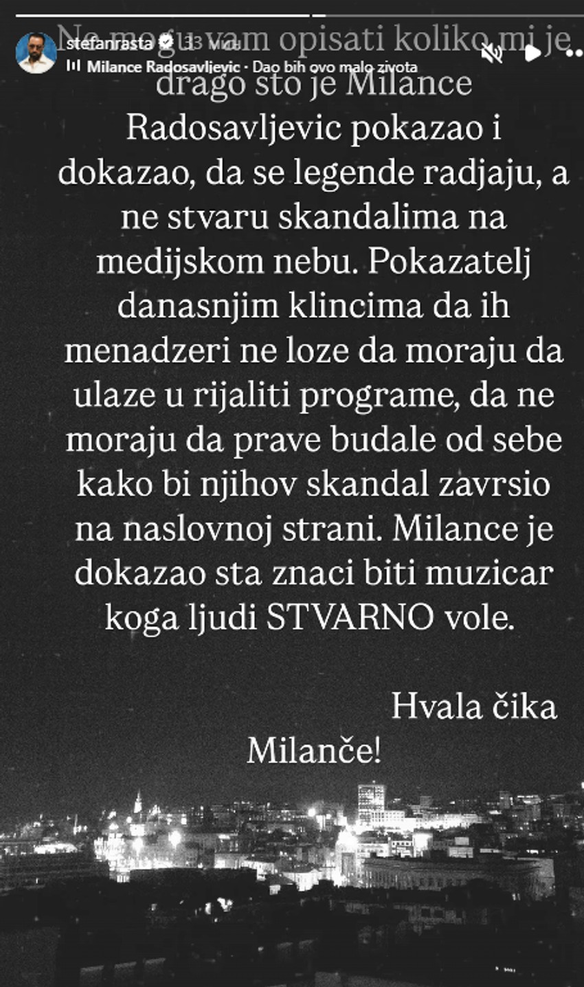 Rasta se javno obratio Milančetu Radosavljeviću