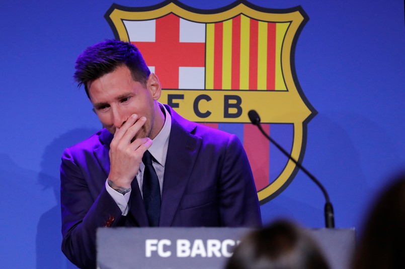 Lionel Messi podczas pożegnalnej konferencji prasowej