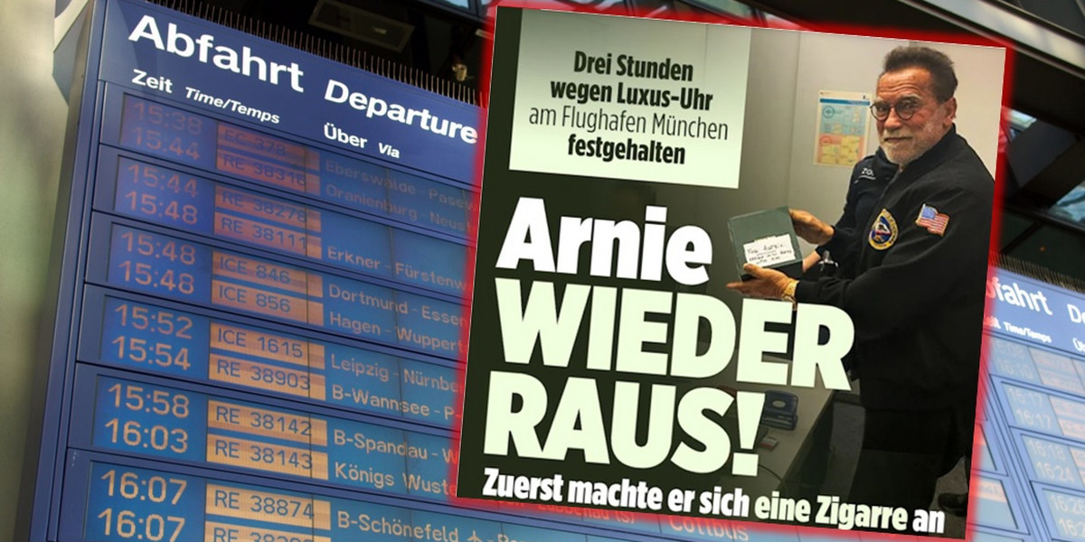Bild pisze o niecodziennej przygodzie Arnolda Schwarzeneggera na niemieckim lotnisku