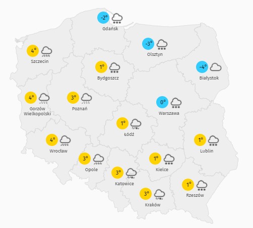 Prognoza maksymalnej temperatury w środę 17 lutego