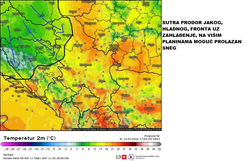 Na višim planinama očekuje se sneg