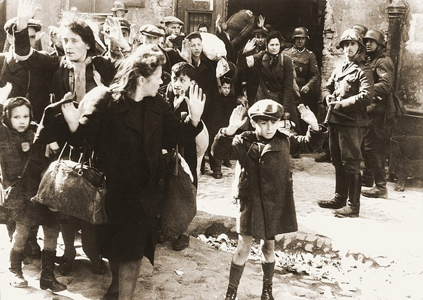 Powstanie w getcie warszawskim - Fotografia z Raportu Jürgena Stroopa do Heinricha Himmlera z maja 1943.