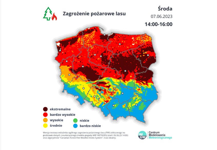 Po ostatnich opadach tylko na południu utrzyma się niskie zagrożenie pożarami.