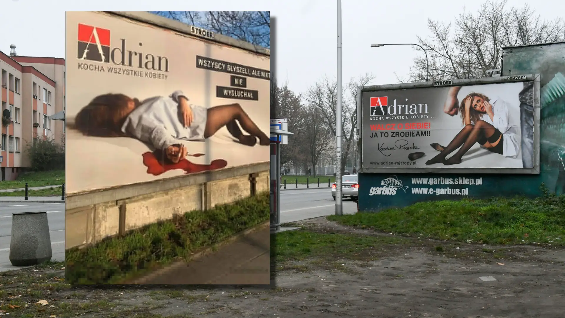 "Martwa" kobieta na billboardzie Adriana. Nowe reklamy rajstop znów szokują