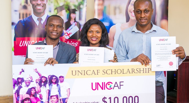  Nigeria essay competition the three winners with their prizes