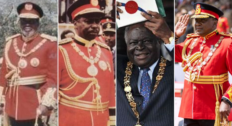 Kenya's 4 presidents between 1963 and 2017: Jomo Kenyatta, Daniel Moi, Mwai kibaki and Uhuru Kenyatta