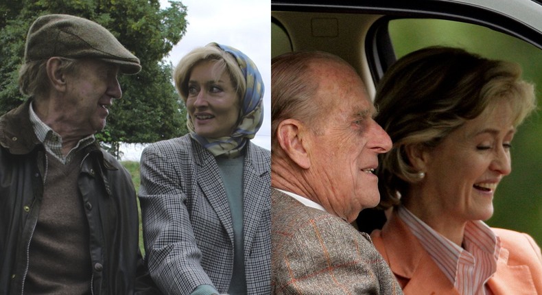 Prince Philip and Penny Knatchull are played by Jonathan Pryce and Natasha McElhone in The Crown.Netflix, Max Mumby/Indigo/Getty Images.