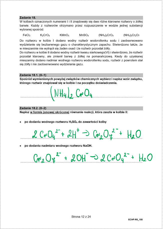 Matura rozszerzona z chemii 2021 - arkusze - rozwiązanie