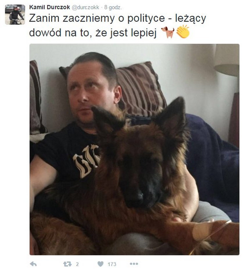 Kamil Durczok z psem, Saszą