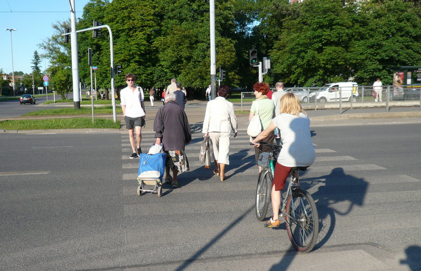 rowerzystka na przejściu dla pieszych