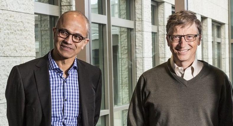 Microsoft CEO Satya Nadella and cofounder Bill Gates.