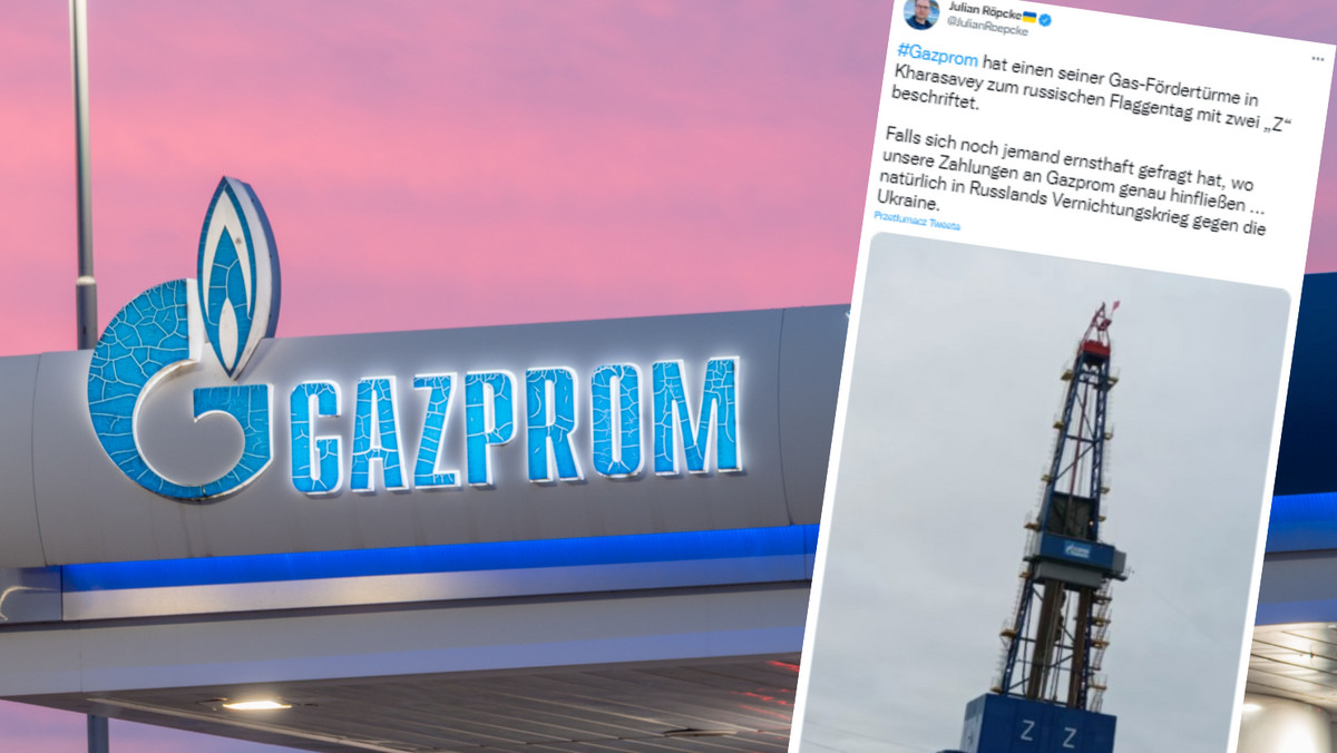 Gazprom już się z tym nie kryje. Symbol wojny w Ukrainie na budynku