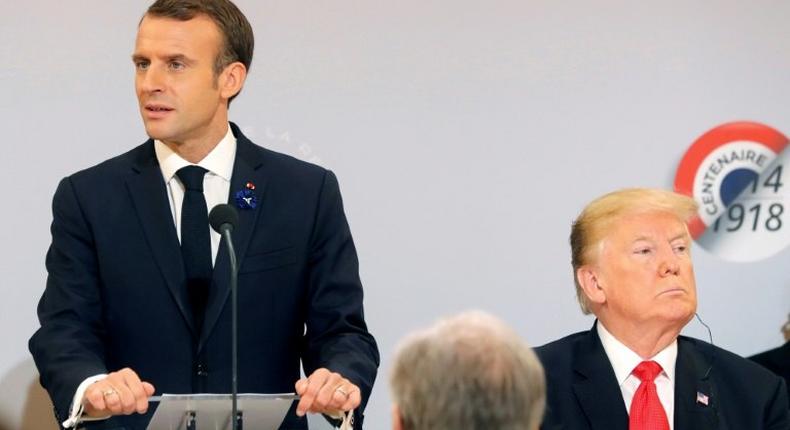 French President Emmanuel Macron (L) riled US leader Donald Trump with his call for the creation of a European army