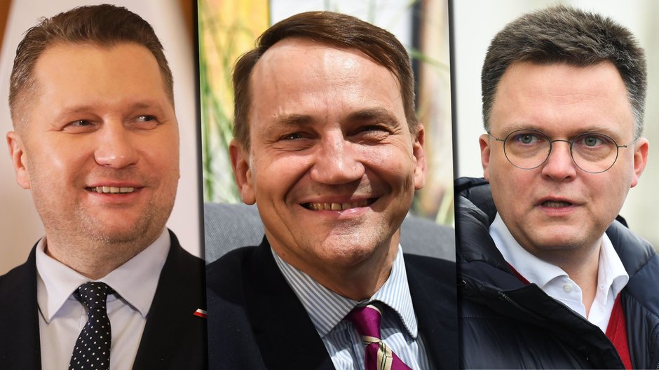 Od lewej: Przemysław Czarnek, Radosław Sikorski i Szymon Hołownia