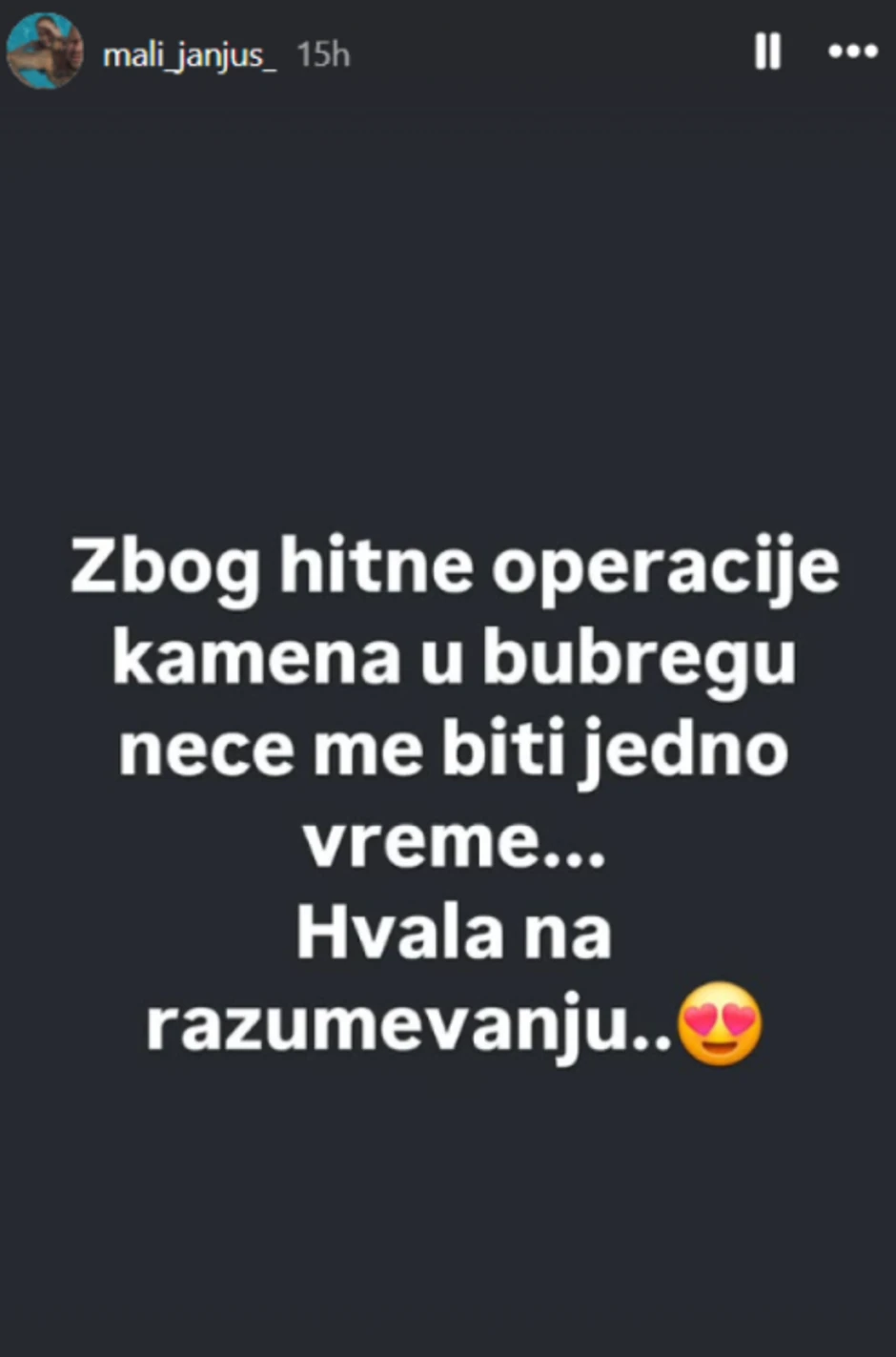 Janjuš tvrdi da je operisan