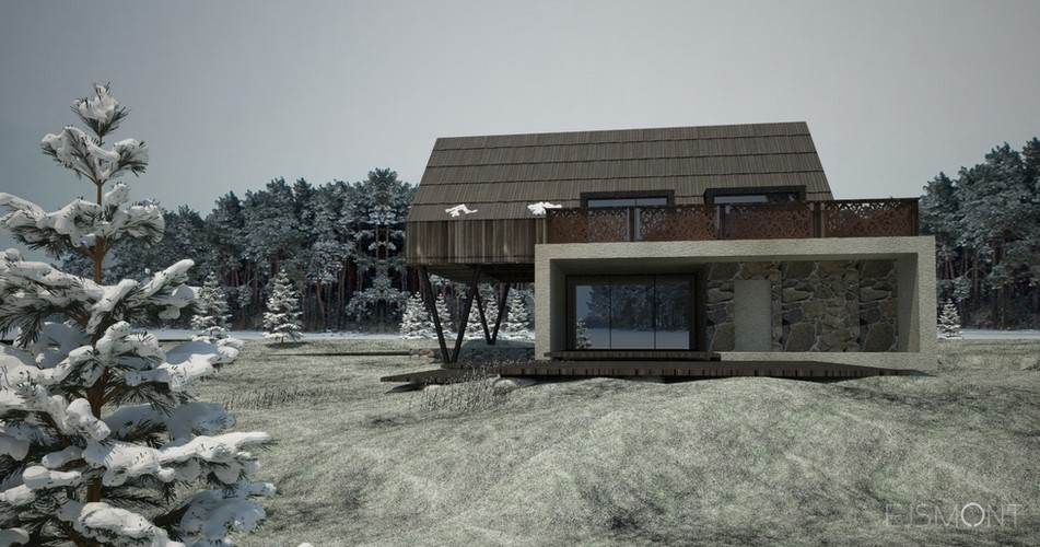 Dom letniskowy: drewno i beton - projekt Ejsmont