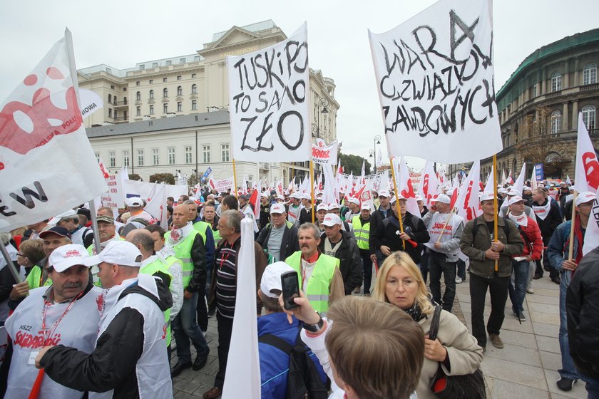 Protesty związkowców w Warszawie