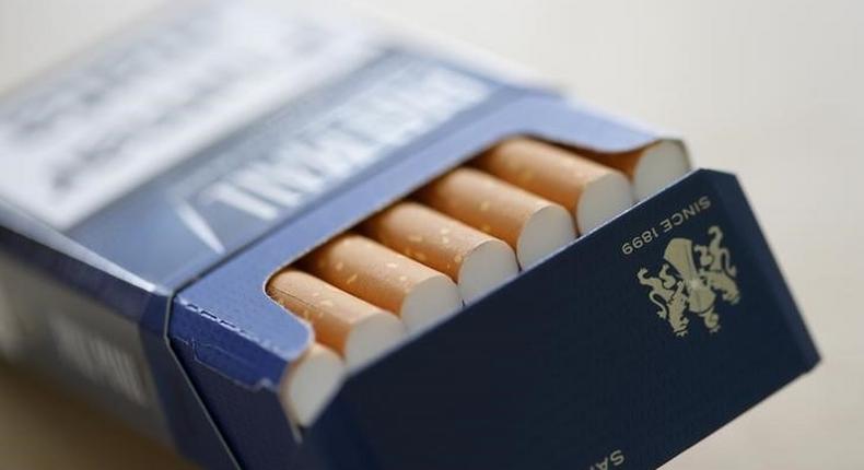 Pall Mall cigarettes are seen after the manufacturing process in the British American Tobacco Cigarette Factory (BAT) in Bayreuth, southern Germany, April 30, 2014. REUTERS/Michaela Rehle