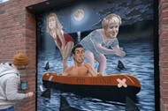 Mural w Belfaście przedstawiający trzech ostatnich premierów – Borisa Johnsona, Liz Truss i Rishiego Sunaka