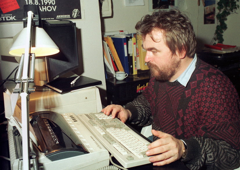 Edward Miszczak w siedzibie radia RMF na kopcu Kościuszki, Kraków, 1991 r.