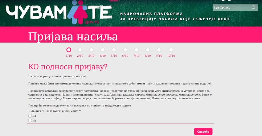 Uputstva za prijavu nasilja