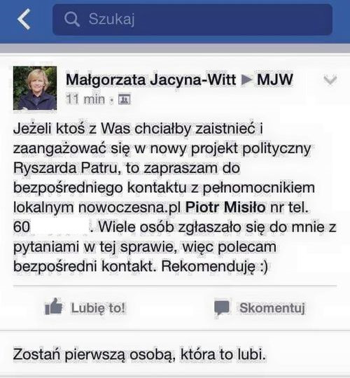 Wpis Małgorzaty Jacyny-Witt z 2014 roku 