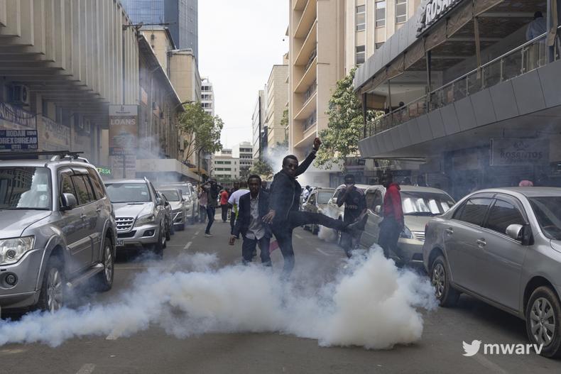 Protesters during Occupy Parliament protests in Kenya