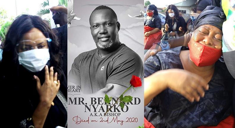 McBrown and Christiana Awuni weep at Bernard Nyarko's funeral