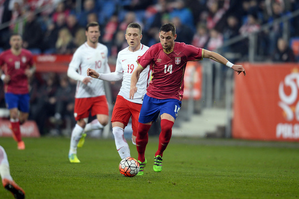 Nikola Stojiljković podczas meczu towarzyskiego z Polską w 2016 roku