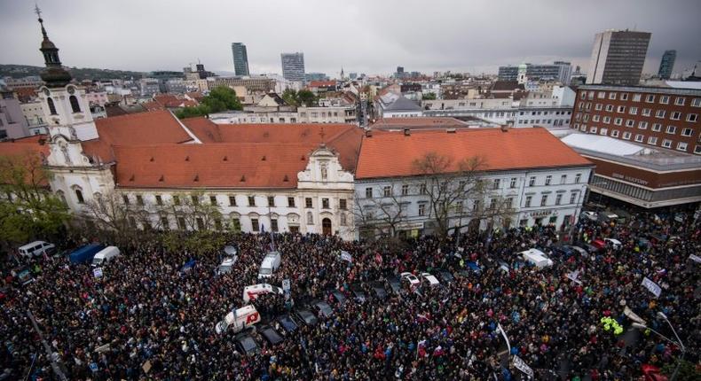 The rally in Slovakia's capital Bratislava was organised by a couple of high school students