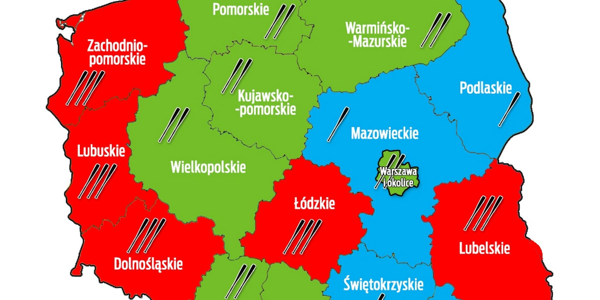 Mapa przestępczości w Polsce. Mapka