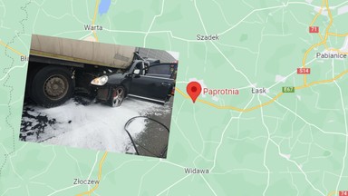 Kierowca porsche wjechał pod naczepę ciężarówki. To mogło skończyć się tragicznie 