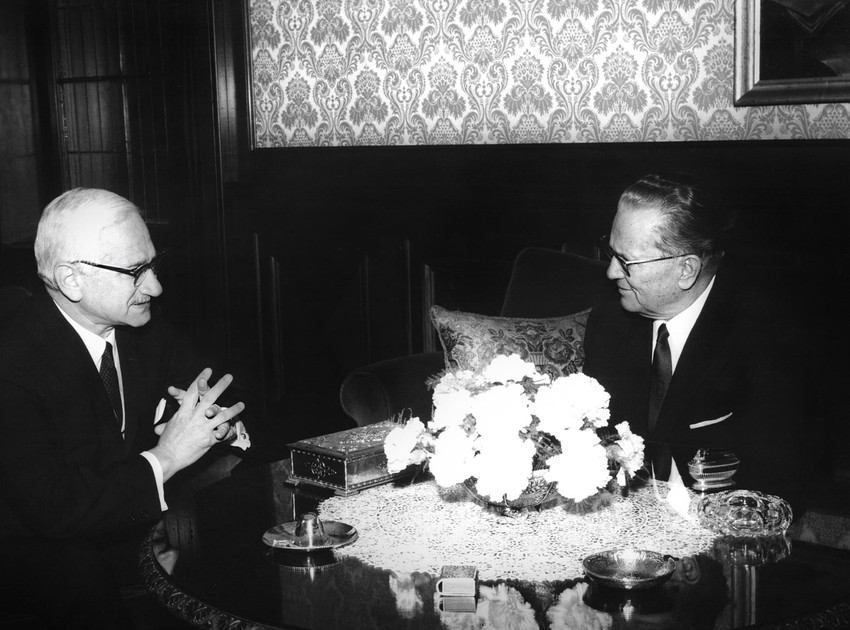 Prijem dr Alberta Sejbina, pronalazača vakcine protiv dečije paralize, kod predsednika Tita, Beograd, 06.04.1966.