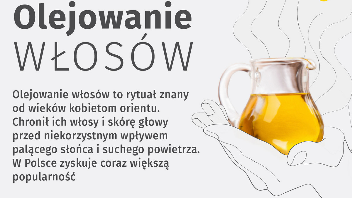 Olejowanie włosów szturmem zdobywa serca Polek. Nic dziwnego - ta znana od stuleci metoda pielęgnacji włosów jest niezwykle skuteczna, pod warunkiem, że wiesz, jak prawidłowo ją stosować. Jaki olej będzie najlepszy dla twojego typu włosów? Jak nie popełniać błędów przy olejowaniu? I jak dobrać olej, by poradzić sobie z łupieżem lub przetłuszczaniem się włosów? Wszystkiego dowiesz się z naszej infografiki!