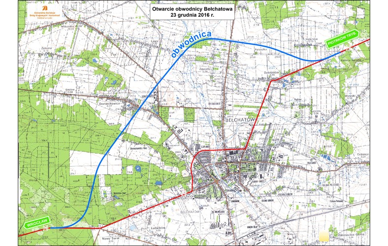 Obwodnica Bełchatowa  DK 74 - MAPA