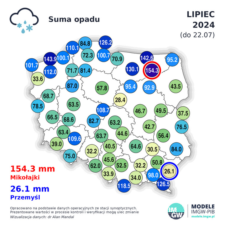 W Olsztynie od początku lipca spadło ok. 130 mm deszczu