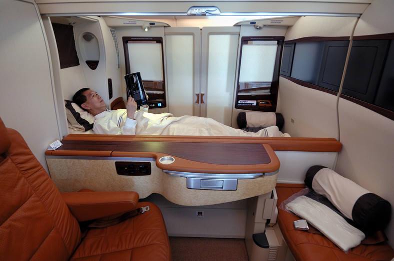 Wnętrze luksusowych samolotów należących do linii Singapore Airlines